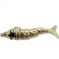 45mm Gold Plated Movable Carp Fish Pendant with Pink Cubic Zircon Stones 