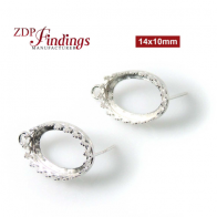 Oval Sterling Silver 925 Bezel Post and Loop earring with ear backs