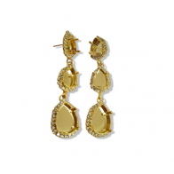 Pear Shape 14x10mm Rhinestone Gold Plated Long Dangle Earrings Fit Swarovski 4320 Crystal