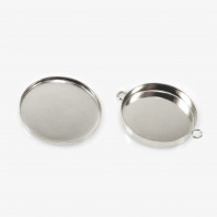 Round 16mm Sterling Silver 925 Bezel Cups - Choose your depth & loops