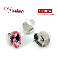Pear 30x20mm Bezel Ring Setting Fit European 4327 Crystal