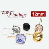 12mm Square Bezel Kidney wire Earrings For European Crystals 4470