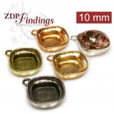 10mm Bezel Earrings Or Pendant For Gluing 4470 European Crystals 