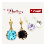 12mm 4470 European Crystals Lever back Earrings, Choose your options