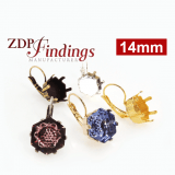 Hexagon 14mm Setting Earrings fit European Crystals 4681