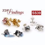 Round Post Earrings with loop for European Crystals SS39