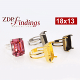 Octagon 18x13mm Adjustable Ring fit European Crystals 4610
