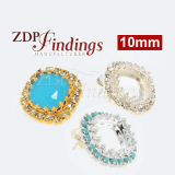 Square 10mm Bezel Rhinestone Earrings fit European Crystals 4470