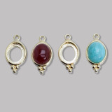 Oval Bezel Pendant Gold Plated Brass with Loop 