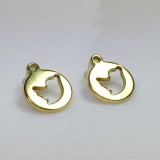 12mm Round Shiny Gold Charms