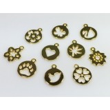 12mm Round Shiny Gold Charms