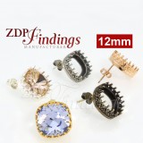 12mm Square Bezel Earring for European Crystals 4470 