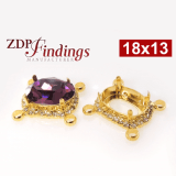 Oval 18x13mm Connector Setting fit European Crystals 4120