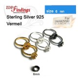 6mm Round Crown Bezel Ring Vermeil on Silver 925