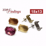 Oval 18x13mm Bezel Post Earrings Fit European Crystals 4120
