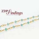 4mm  Rondelle Turquoise color beads Chain Wire Wrapped