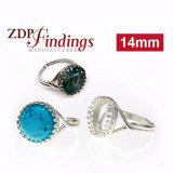 14mm Round Ring Base Sterling silver 925