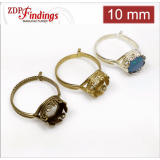 10mm Round Ring Base Shiny Silver,