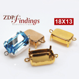 Octagon 18x13mm Bezel Connector fit European Crystals 4610-Antique Brass