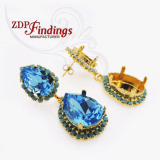 Pear 14x10mm / 18x13mm Rhinestone Earrings Fit European Crystals 4320