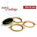 25x18mm Oval Brass Crown Bezel, choose your finish