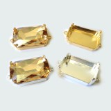 Octagon 27x18mm Bezel s Gold Plated Connector fit European Crystals 4568