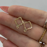 1 pair x Rhombus Shaped Gold Filled Post (stud) earring with Loop and ear backs