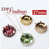 Round 27mm Bezel Pendant Crystal Rhinestones fit European Crystals 1201