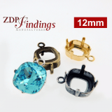 12mm Square Open Back Bezel Pendant For Setting fit European Crystals 4470