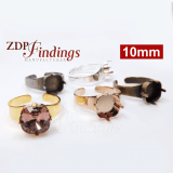 10mm Square Adjustable Ring Bezel Setting Fit European Crystals 4470