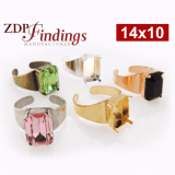 Octagon 14x10mm Adjustable Ring Bezel Setting Suitable European Crystals 4610