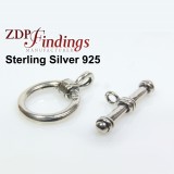 Sterling Silver 925 Round Toggle Clasp 12mm