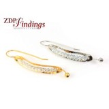 55mm Leverback Leaf Earrings With Crystal Beads
