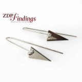 60mm Shiny Silver Triangle Ball Wire Earrings