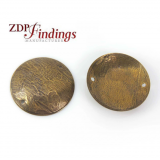 Brushed Hammered Antique Brass Dome Pendant with 2 Holes, Choose Your Size