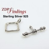Sterling Silver 925 Square Toggle Clasp 10mm 