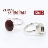 12x10mm Oval Bezel on Ring,  925 Sterling silver. Choose your size.