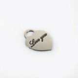 20x15mm Silver 925 Heart Tag Love Charm Pendant Necklace