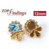 Square 12mm Bezel Earrings fit European Crystals 4470, Pear 2300