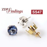 Round ss47 Rivoli Post Earrings Fit European Crystals 