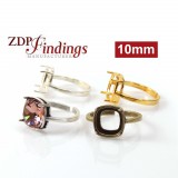 10mm Square Adjustable Ring fit European Crystals 4470