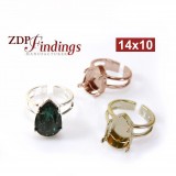 14x10mm Adjustable Pear Ring fit European Crystals 4320