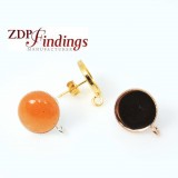 Round 12mm Post Earrings Setting Fit Cabochon Gem