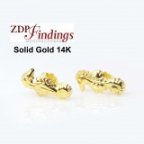 14K Solid gold Seahorse post earrings  