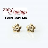 14K Solid gold Flowers post earrings  