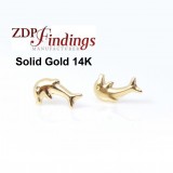 14K Solid gold dolphin post earrings  