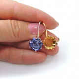 Hexagon 14mm Setting Earrings fit European Crystals 4681-Shiny Gold