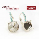 Round 12mm Bezel Turquoise Earring Fit European Crystals 1122