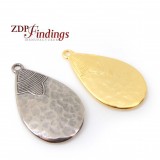 Large Pear 40mm Hammered Antique Pendant Charm