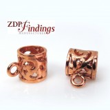 9mm Round Tube Red Shiny Copper Casting Bead